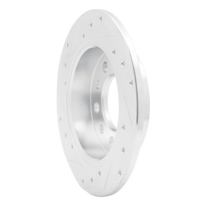 Hyundai Tiburon Brake Rotor (1) - Rear Right - R1 Concepts - Drilled & Slotted - Silver - `03-`08